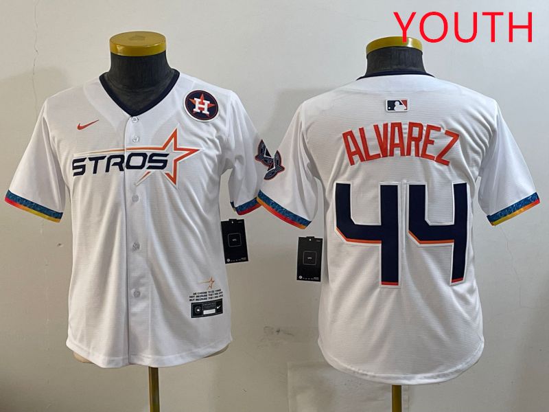 Youth Houston Astros #44 Alvarez White Fourth generation Joint Name 2025 Nike MLB Jersey style 6->youth mlb jersey->Youth Jersey